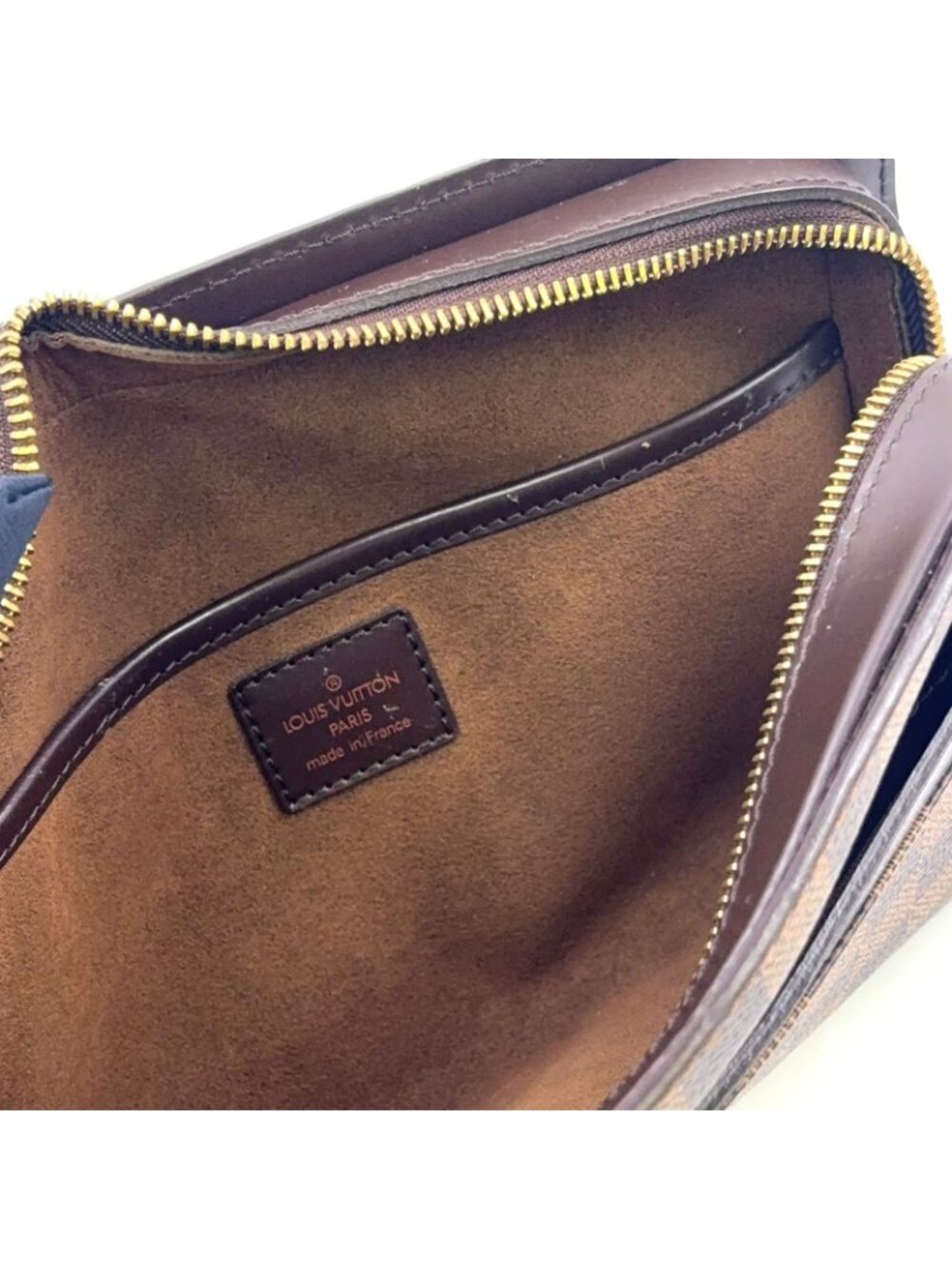 Louis Vuitton Damier Saint Ebene Second Leather Brown Clutch Gold - Picture 6 of 15